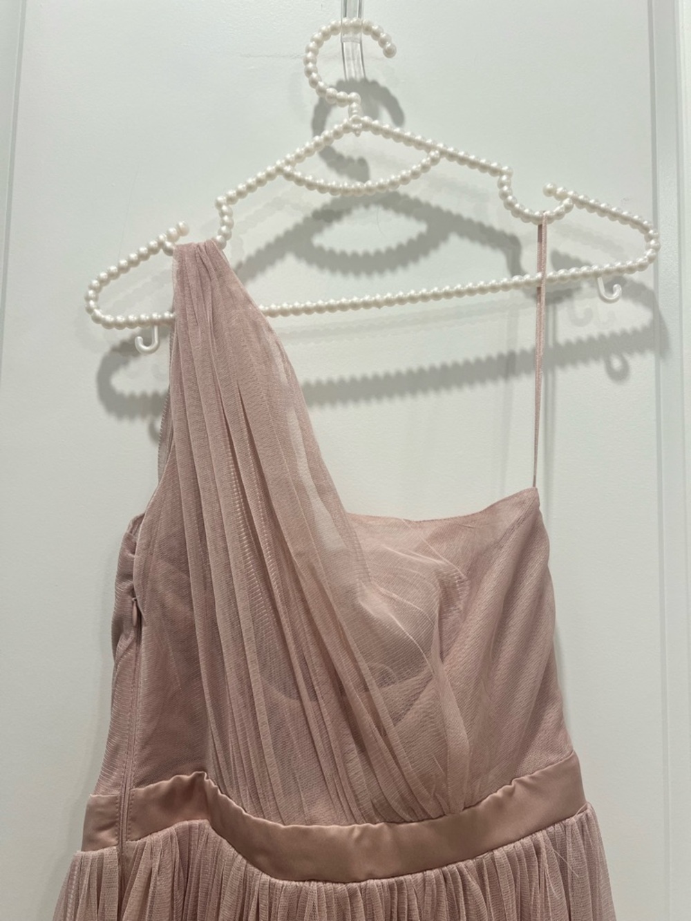 NWT Anaya Blush Tulle One Shoulder Dress Maxi Formal Bridesmaid Wedding Small - Picture 5 of 9
